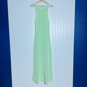 House of Harlow 1960 Knit Sleeveless Green/White Maxi Dress, Women's small